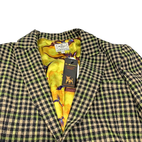 La MINIATURA Black‎ Tan Green Check Single Breast Blazer - Picture 11 of 14